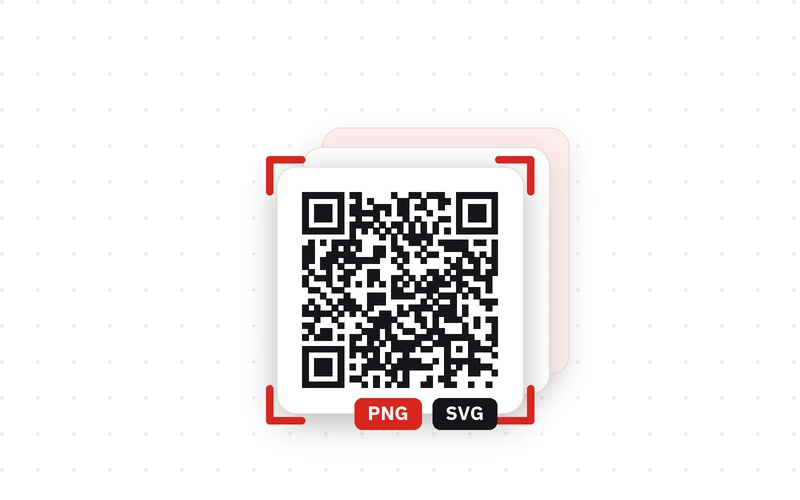 흰 카드 위 QR코드와 PNG·SVG 꼬리표 그림